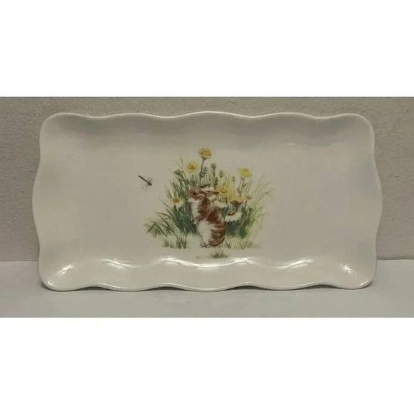 Easter Bunny Rabbit in the Garden Tray Grace Tea Ware  11 3/4”L x 5 1/2”W‎ x 1”H - Picture 1 of 3